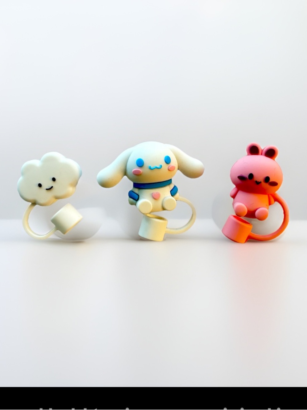 3 Silicone Straw Topper Cover Cap Sanrio Cinnamon Roll Cloud Pink Bunny Kawaii